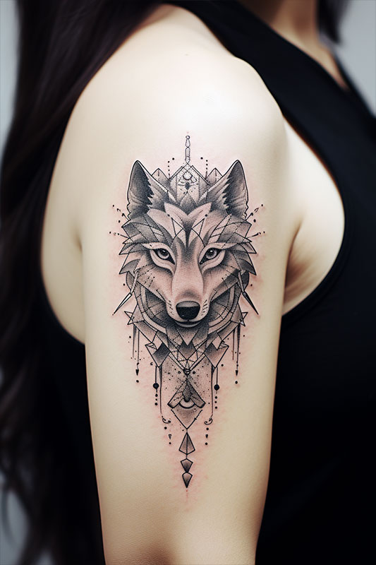 Geometrisches Tattoo Tiere: Wolf
