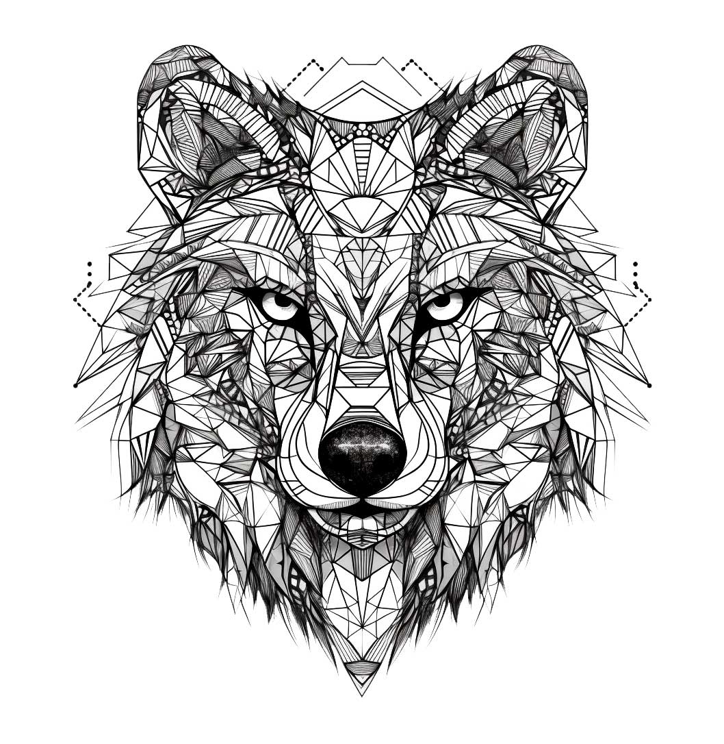 Geometrischer Wolf Zeichnung von Geometrien